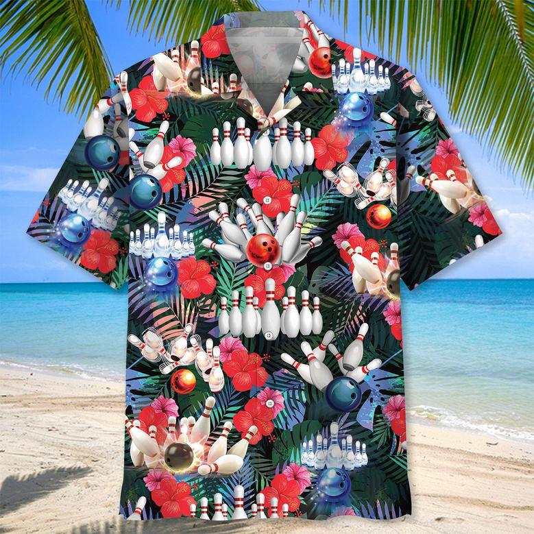 Funny Bowling Neon Hawaiian Shirt for Men, Women, Bowling Lovers, Bowling Team Gift