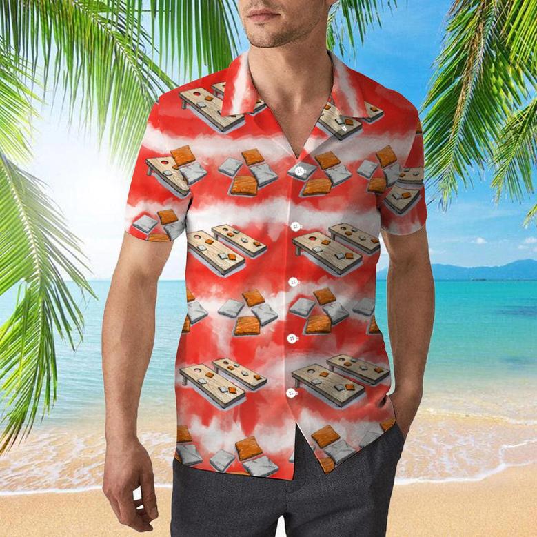 Funny Cornhole Retro Tropical Hawaiian Shirt for Men, Women, Cornhole Summer Aloha Hawaiian Shirt