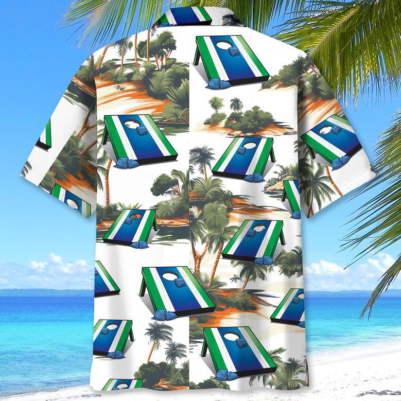 Funny Cornhole Retro Tropical Hawaiian Shirt for Men, Women, Cornhole Summer Aloha Hawaiian Shirt