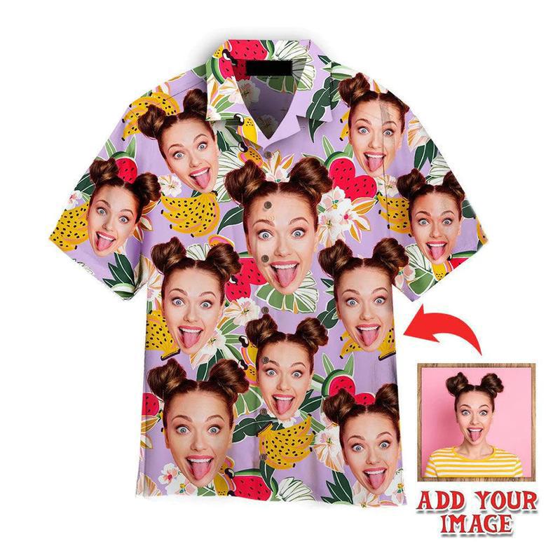 Funny Custom Face Tropical Flower Fruits Custom Hawaiian Shirt, Personalized Hawaiian Shirts, Custom Photo Hawaiian Shirt