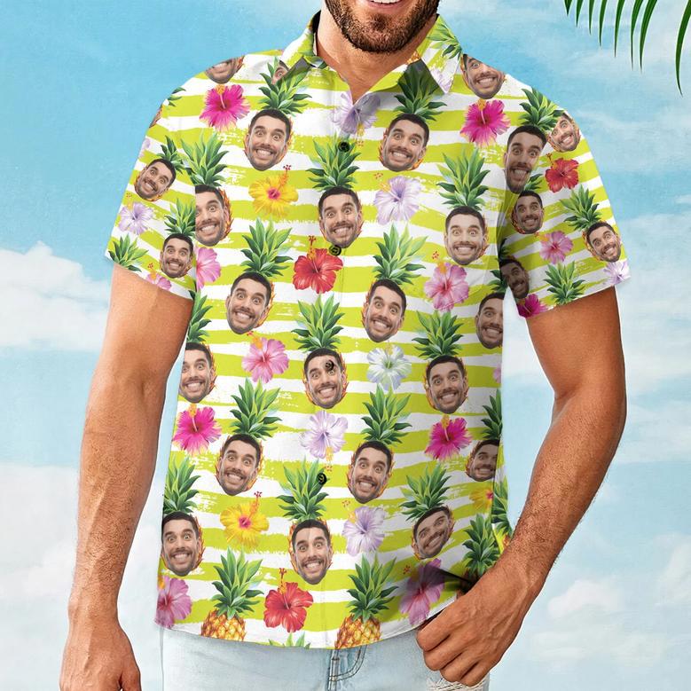 Funny Custom Face With Pineapple Personalized Hawaiian Shirt