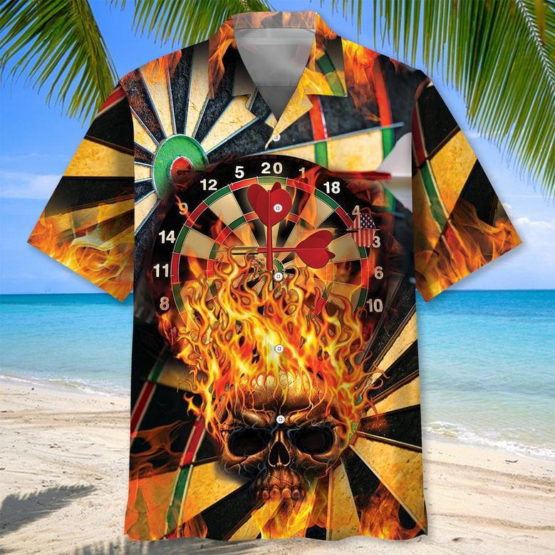 Funny Dart Skull Hawaiian Shirt for Men, Women, Dart Lovers, Summer Dart Shirt