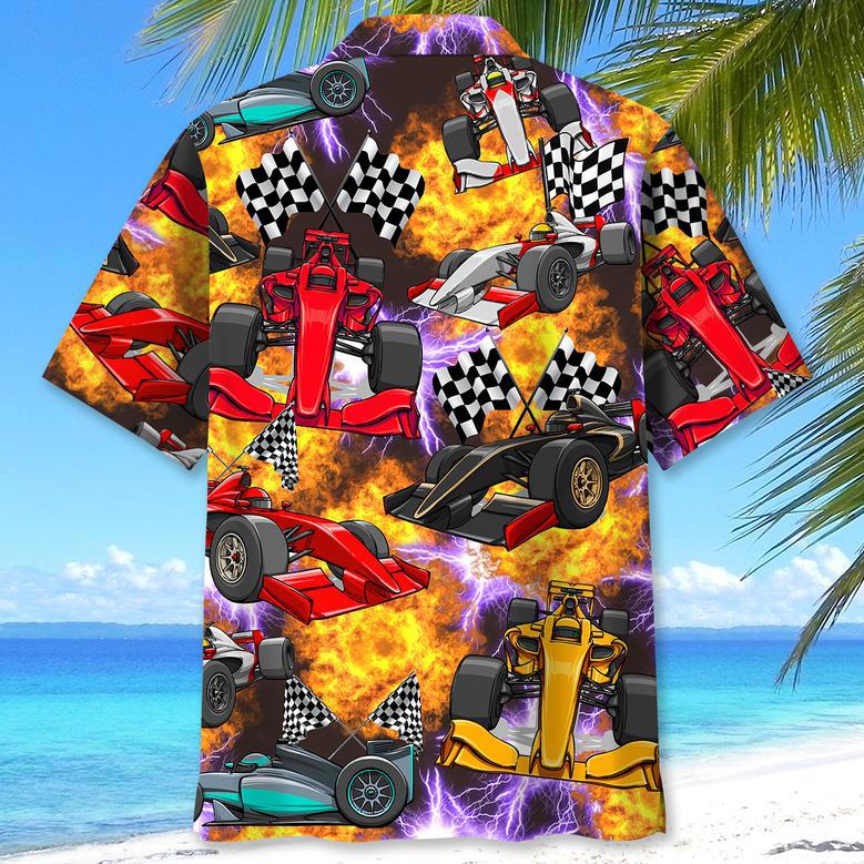 Funny Formula Color Hawaiian Shirt for Racer, Fire Hawaiian Shirt for Men