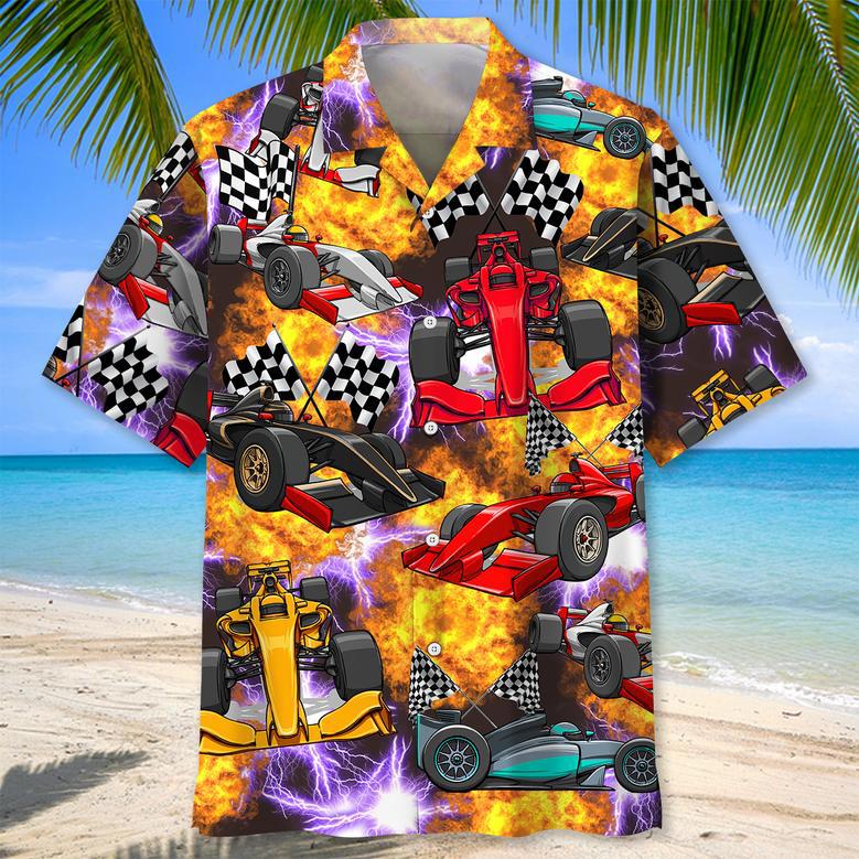 Funny Formula Color Hawaiian Shirt for Racer, Fire Hawaiian Shirt for Men