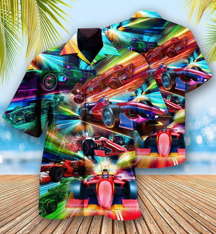 Funny Formula Color Hawaiian Shirt for Racer, Fire Hawaiian Shirt for Men