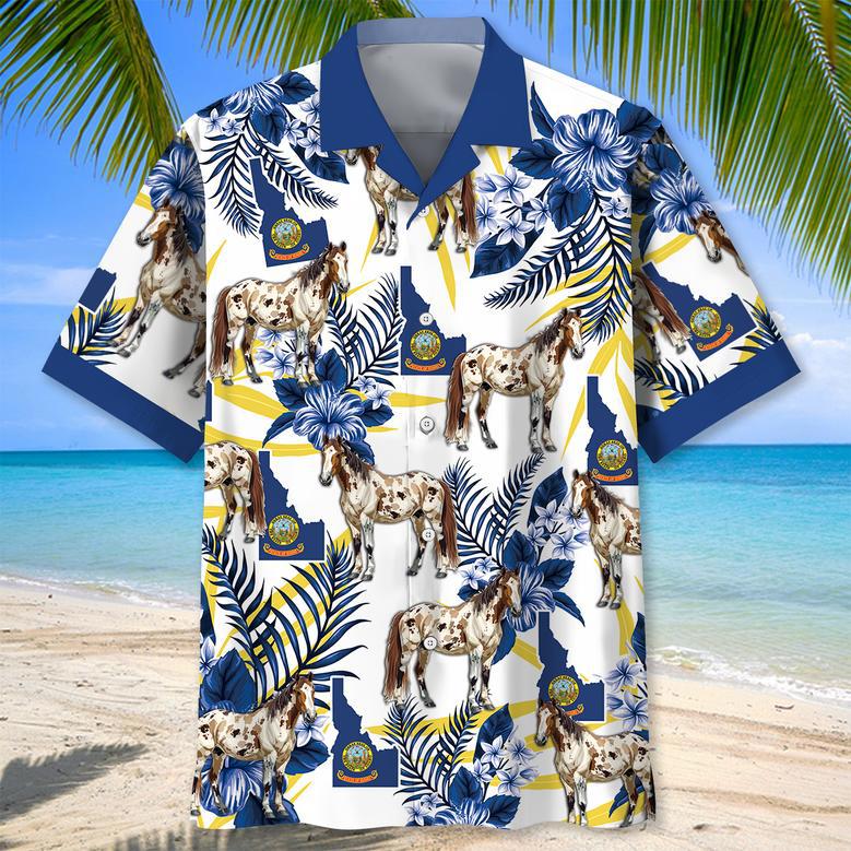 Funny Idaho Hawaiian Shirt Flowers Tropical Aloha Hawaiian Shirt for Men, Women