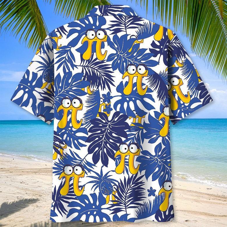 Funny Number PI Blue Tropical Hawaiian Shirt for Men, Women, Math Lovers