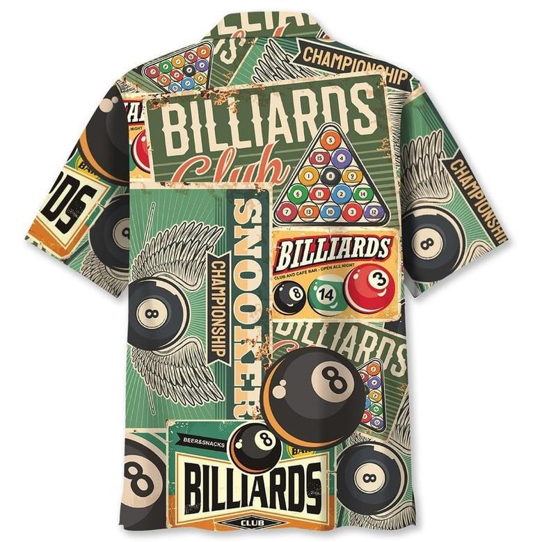 Funny Reto Billiard Hawaiian Shirt for Men Billiard Players, Custom Billiard Balls Hawaiian Shirt Summer Vibes