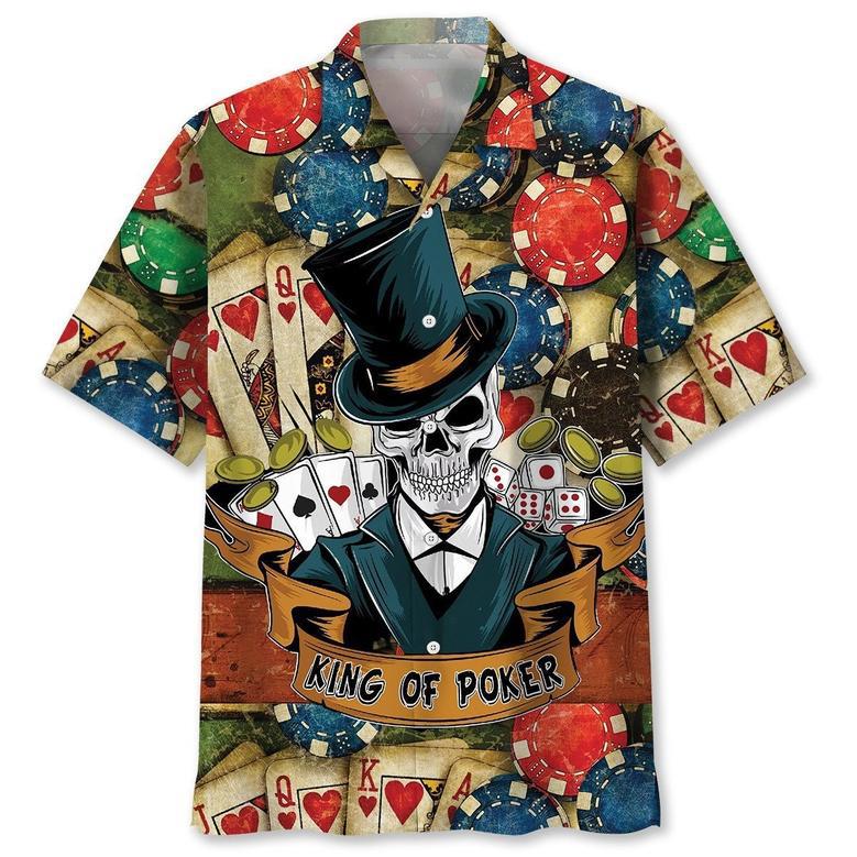 Funny Skull Casino Hawaiian Shirt for Men, King Of Poker Hawaiian Shirt