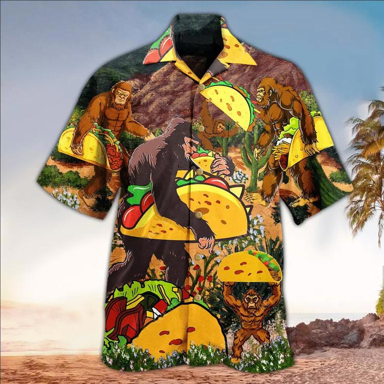 Funny Tacos Bigfoot Hawaiian Shirt For Men, Tacos Lovers Cool Shirt