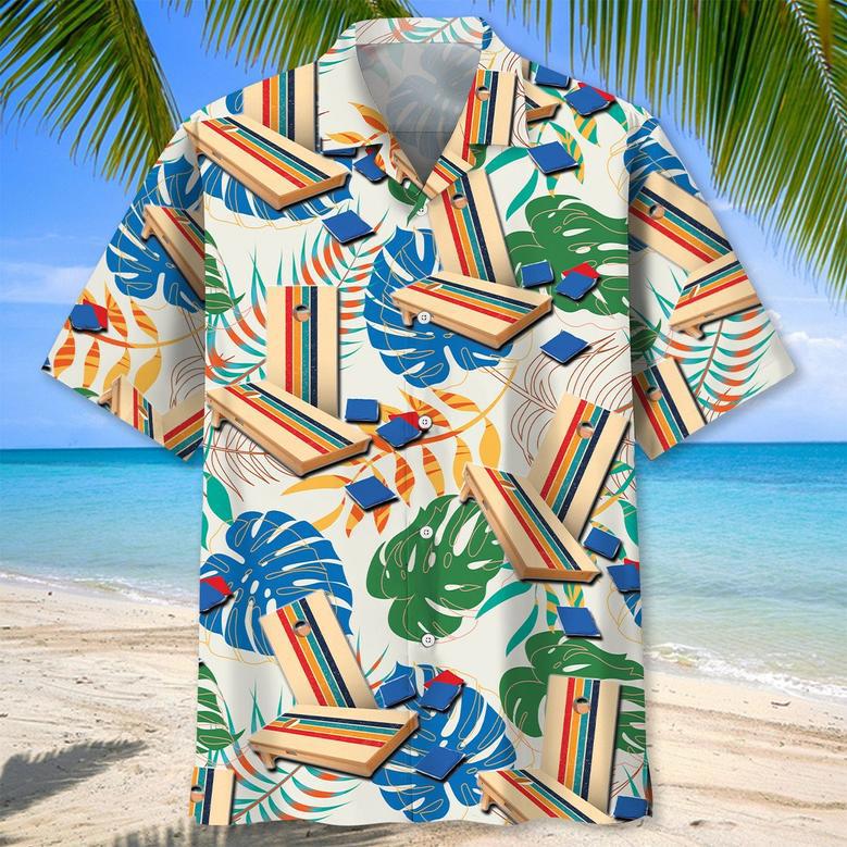 Funny Tropical Cornhole Hawaiian Shirt for Men, Women, Cornhole Summer Aloha Hawaiian Shirt