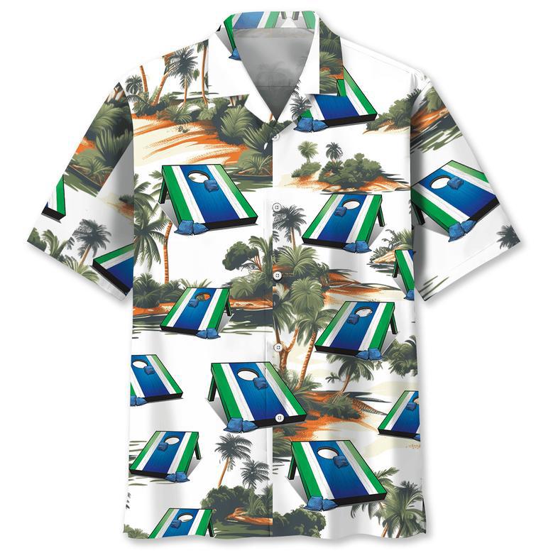 Funny Tropical Cornhole Hawaiian Shirt for Men, Women, Cornhole Summer Aloha Hawaiian Shirt