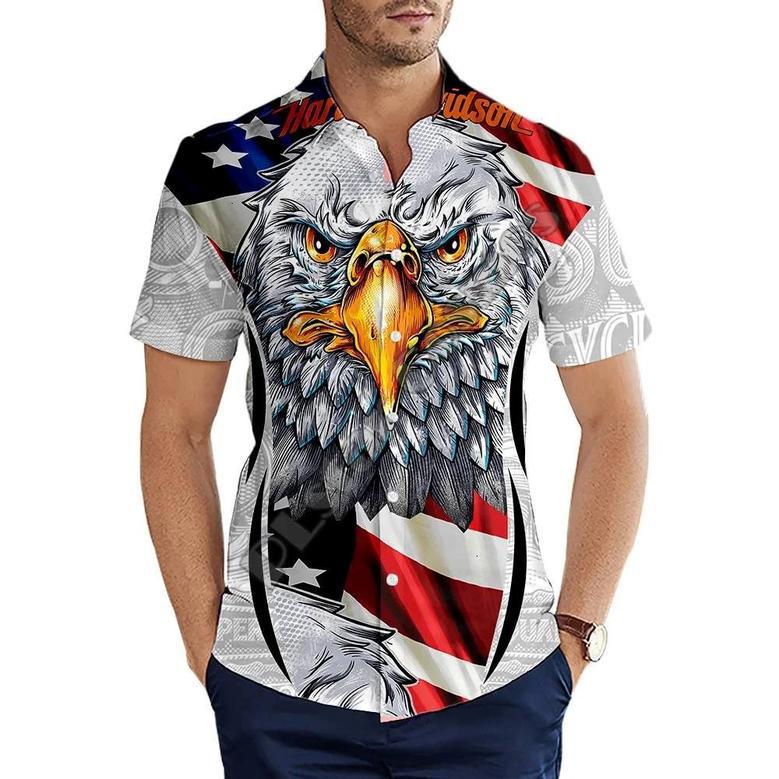 Funny Trump Riding Eagle Hawaii Shirt For Men 62486, Trump 2024 Summer Shirt For Republican Supporters