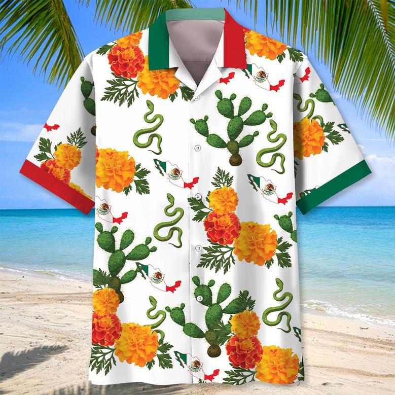 Funny Viva Mexico Skull Hawaiian Shirt, Cactus Mexico Aztecs Hawaiian Shirt Summer Vibes for Mexican