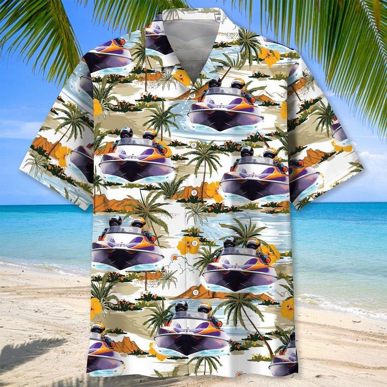 Funny Watercolor Boat Racing Hawaiian Shirt for Men, Women Tropical Boat Racing Hawaiian Shirt