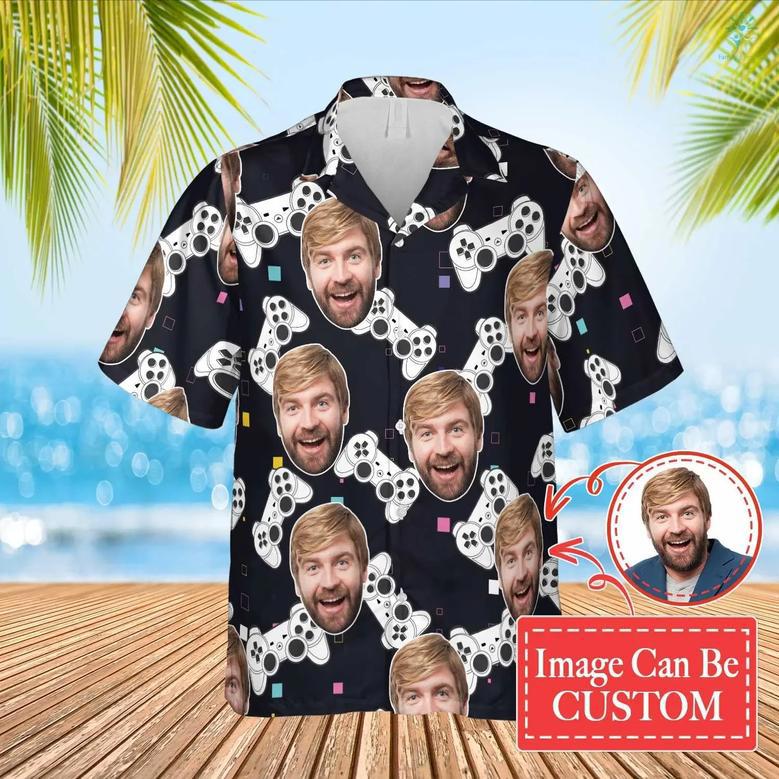 Gaming Hawaiian Funny Custom Image Summer Shirt Beach Hawaiian Casual Button Down Short Sleeve Hawaiian Shirt, Gift for Him