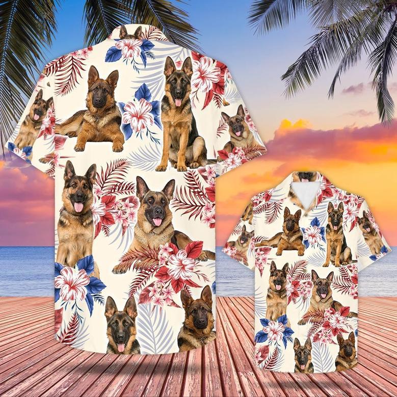 German Shepherd Summer Unisex Hawaiian Shirt , Dog Lovers Hawaii Shirt Gift