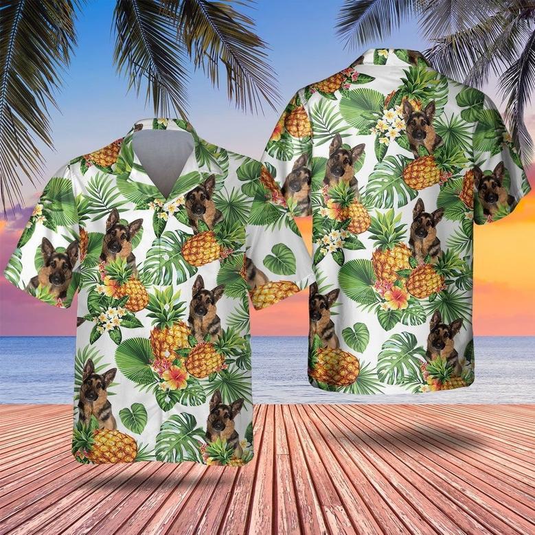 German Shepherd Summer Unisex Hawaiian Shirt , Dog Lovers Hawaii Shirt Gift