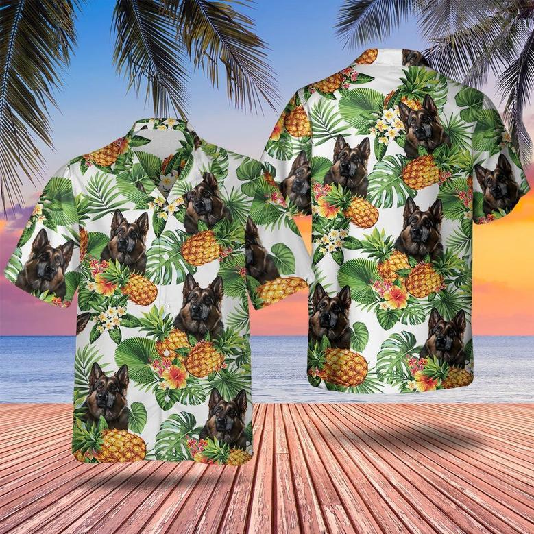 German Shepherd Tropical Pattern Hawaiian Shirt , Summer Beach Shirt Gift For Dog Lovers