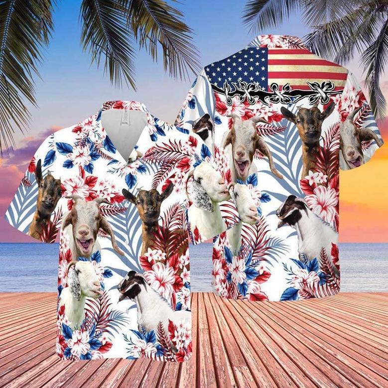 Goat Tropical Summer Hawaiian Shirt for Farmers, Men, Women