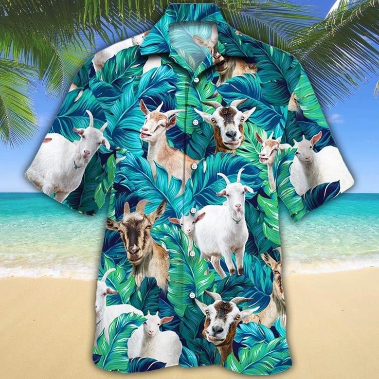 Goat Tropical Summer Hawaiian Shirt for Farmers, Men, Women