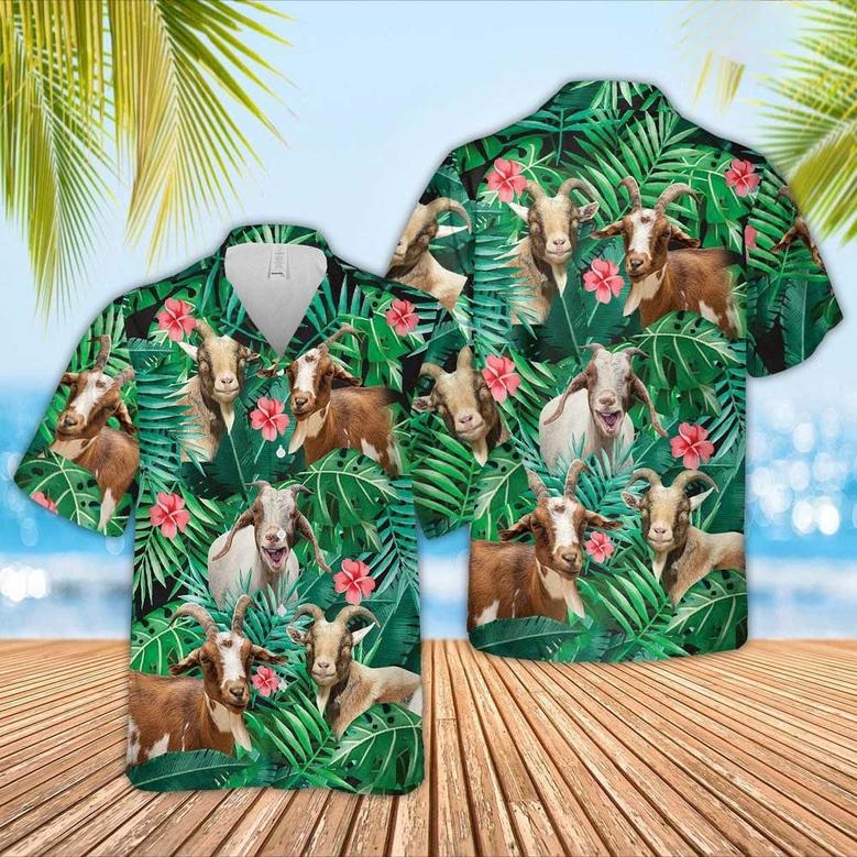 Goat Tropical Summer Hawaiian Shirt for Farmers, Men, Women