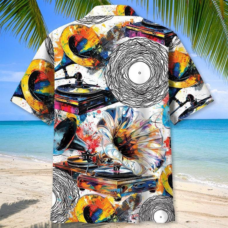 Gold Vinyl Record Hawaiian Shirt for Men, Women, Vinyl Record Summer Shirt