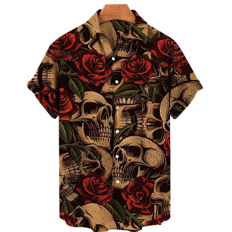 Hawaiian Skull Shirt for Men, Women, Gothic Vibe Skull Lovers Summer Beach Shirt