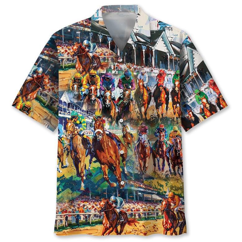 Horse Racing Us Flag Hawaiian Shirt for Men, Women, Jockey Horse Racing Tropical Hawaiian Shirt