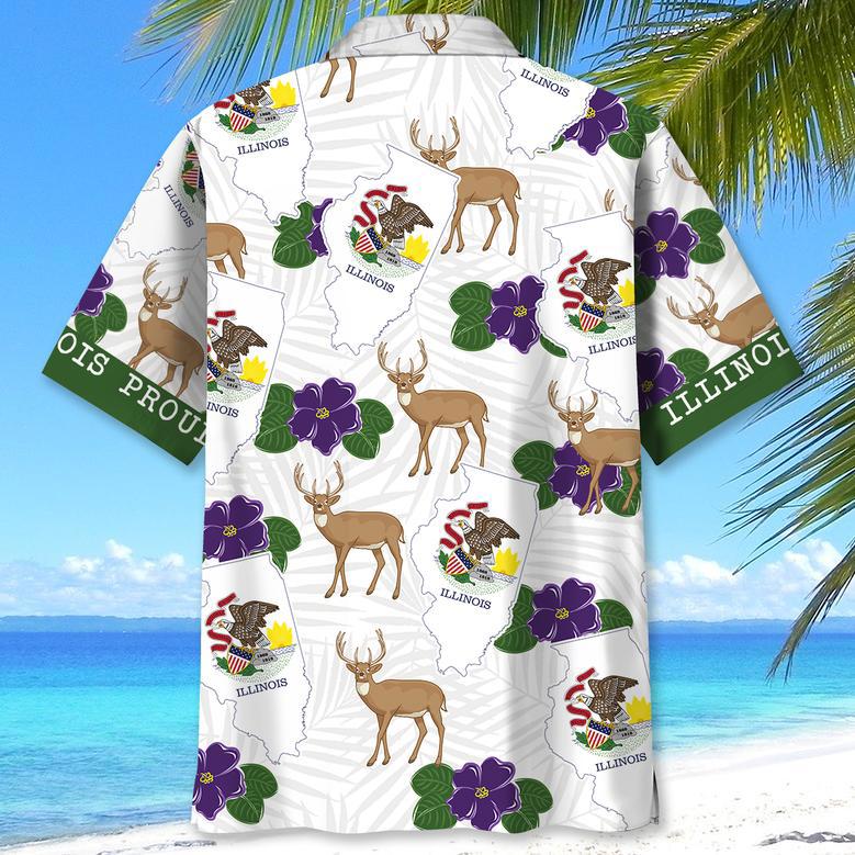 Illinois Proud Hawaiian Shirt for Men, Women, Illinois State Flag Hawaiian Summer Beach Shirt