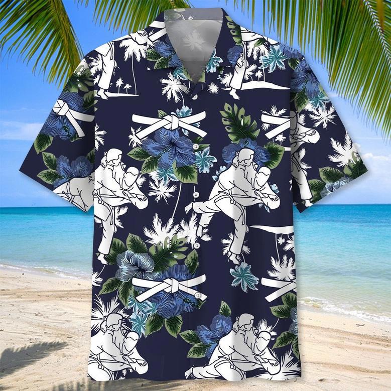 Judo Nature Blue Tropical Hawaiian Shirt for Men, Women, Judo Lovers Summer Beach Shirt