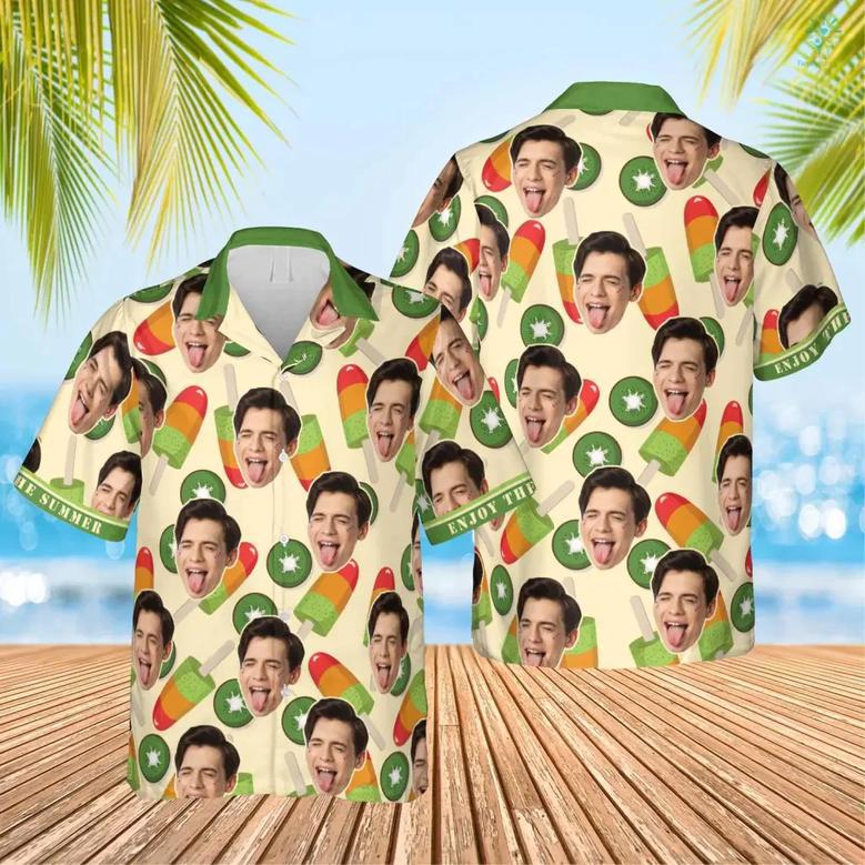 Kiwi Icream Hawaiian Funny Custom Face Image Summer Shirt Beach Hawaiian Shirt, Gift for Him Her, Enjoy the Summer