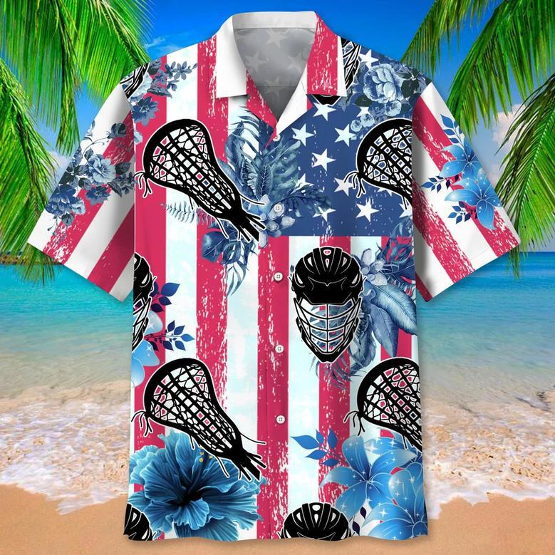 Lacrosse Blue Nature Hawaiian Shirt for Men, Women, Summer Lacrosse Team Gift