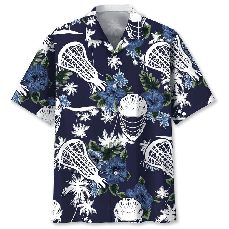 Lacrosse Blue Nature Hawaiian Shirt for Men, Women, Summer Lacrosse Team Gift