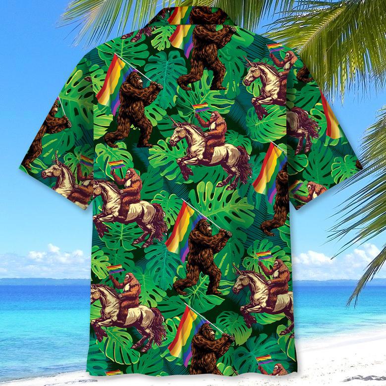 LGBT Rainbow Bigfoot Hawaiian Shirt for LGBT Community Pride Month LGBT Hawaiian Shirt