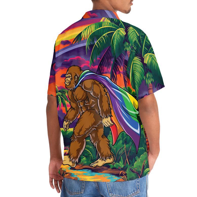 LGBT Rainbow Bigfoot Hawaiian Shirt for LGBT Community Pride Month LGBT Hawaiian Shirt