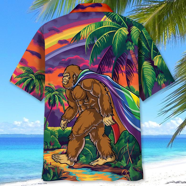 LGBT Rainbow Bigfoot Hawaiian Shirt for LGBT Community Pride Month LGBT Hawaiian Shirt