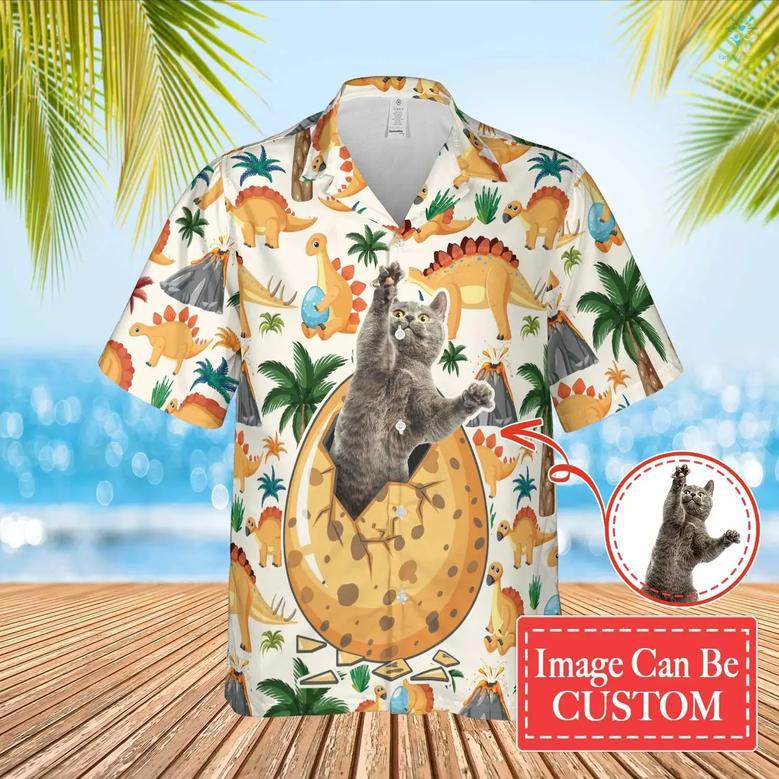 Magic Dinosaur Egg Hawaiian Funny Custom Image Cat Summer Shirt Beach Hawaiian Shirt, Gift for Men Women