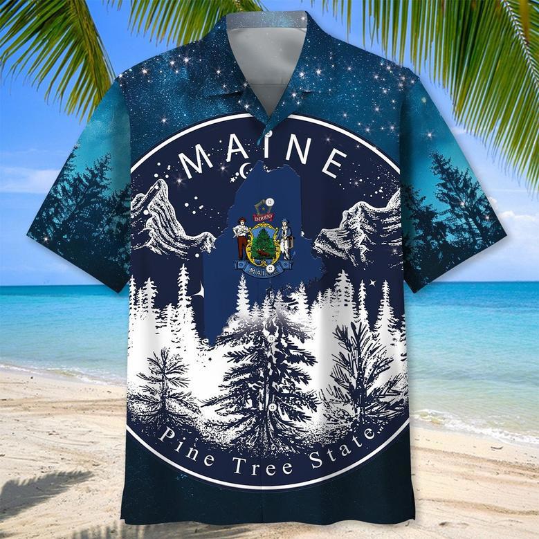 Maine State Proud Hawaiian Shirt for Men, Women, Maine State Flag Hawaiian Summer Beach Shirt