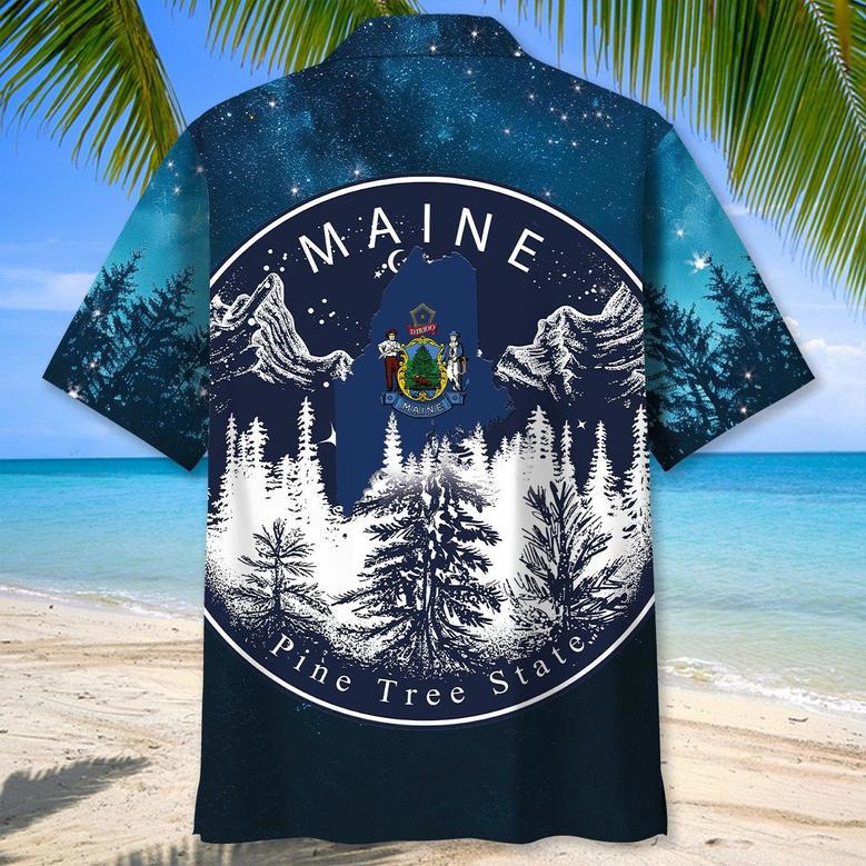 Maine State Proud Hawaiian Shirt for Men, Women, Maine State Flag Hawaiian Summer Beach Shirt