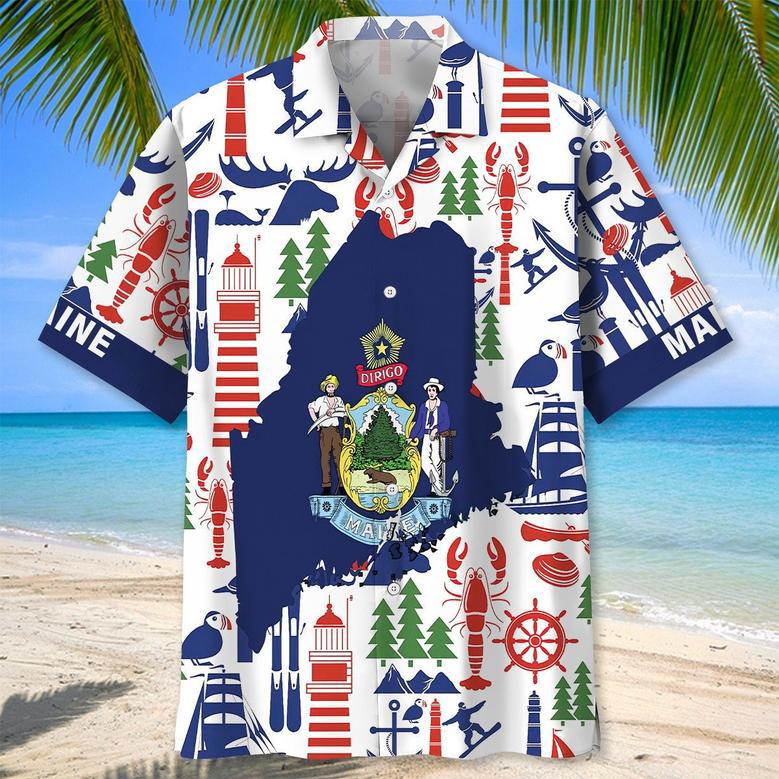 Maine State Vintage Hawaiian Shirt for Men, Women Maine Shirt