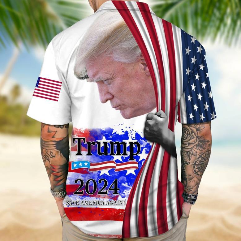 Make America Great Again Trump Signature Hawaii Shirt, US Flag Trump Hawaiian Shirt