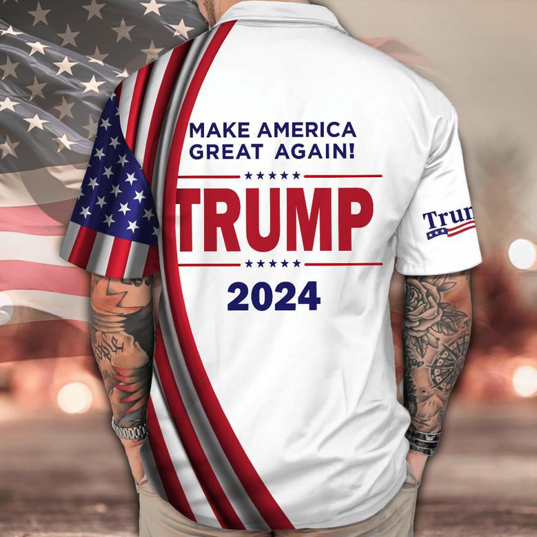 Make America Great Again Trump Signature Hawaii Shirt, US Flag Trump Hawaiian Shirt