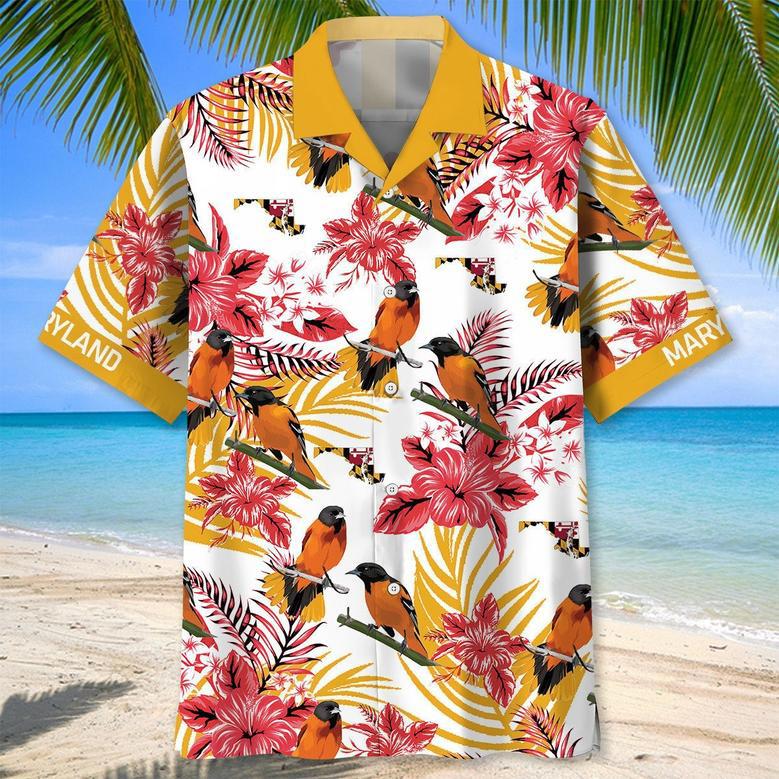 Maryland Proud Crab Tropical Hawaiian Shirt for Men, Women, Maryland Flag Summer Beach Shirt