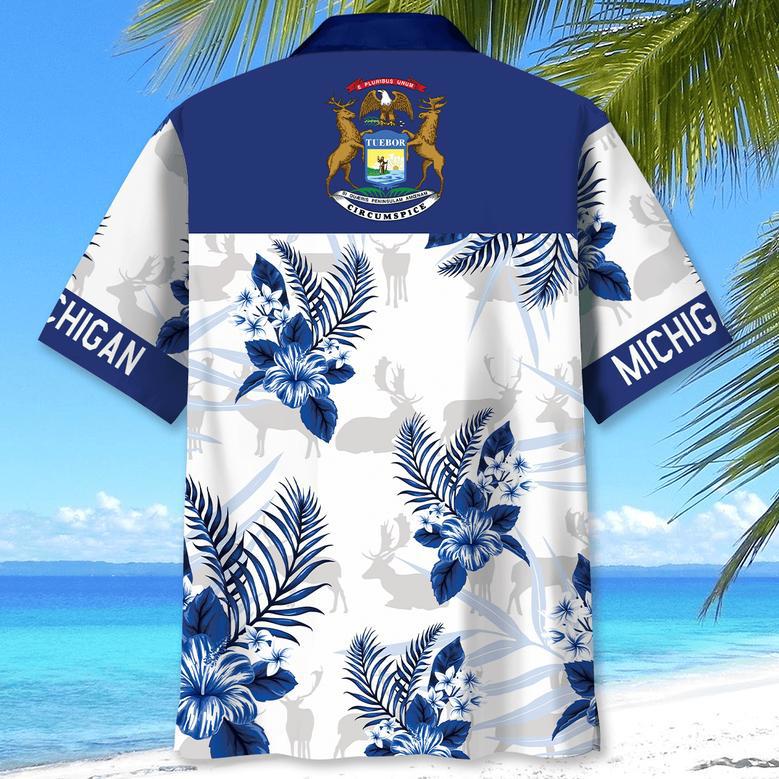 Michigan Proud Hawaiian Shirt for Men, Women, Michigan Tropical Hawaiian Summer Beach Shirt