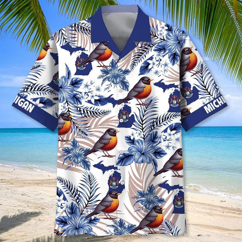 Michigan Proud Hawaiian Shirt for Men, Women, Michigan Tropical Hawaiian Summer Beach Shirt