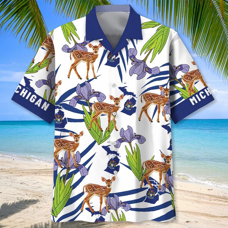 Michigan Proud Hawaiian Shirt for Men, Women, Michigan Tropical Hawaiian Summer Beach Shirt