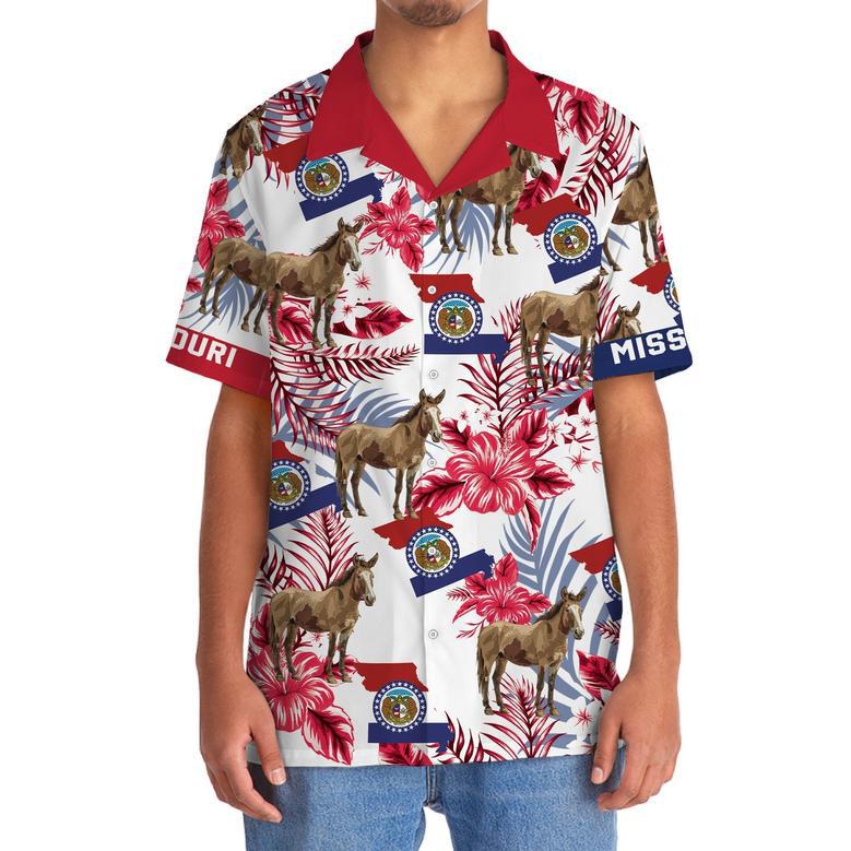 Missouri State Eastern Bluebird White Hawaiian Shirt for Men, Women, Missouri Proud Shirt