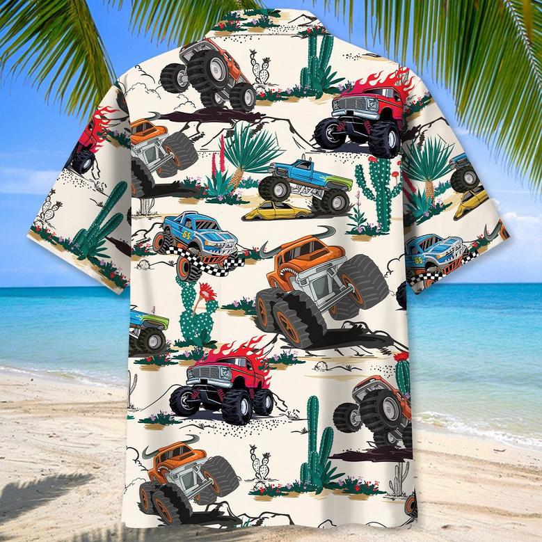 Monster Trucker and Beer Lovers Hawaiian Shirt for Men, Monster Summer Shirt