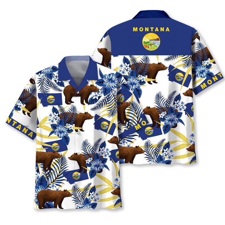 Montana Proud Hawaiian Shirt for Men, Women, Montana State Flag Hawaiian Summer Beach Shirt